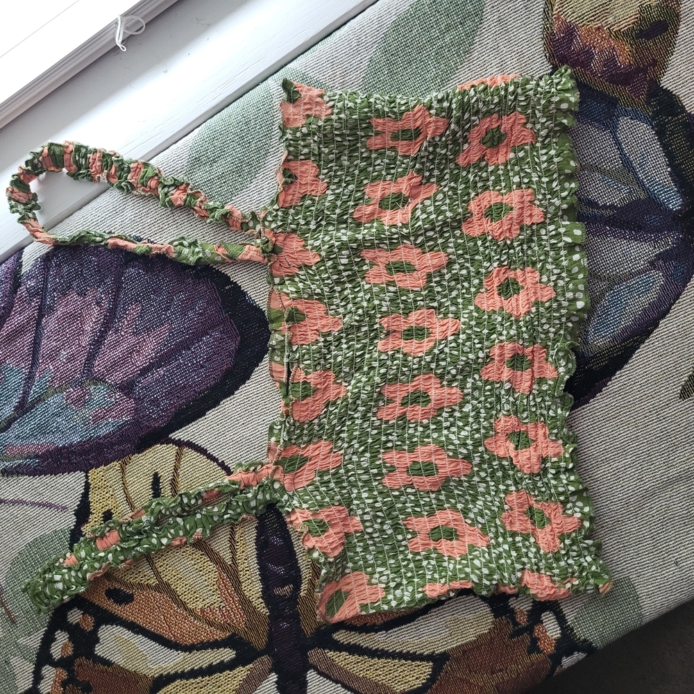 Floral Green and Pink Crop Top